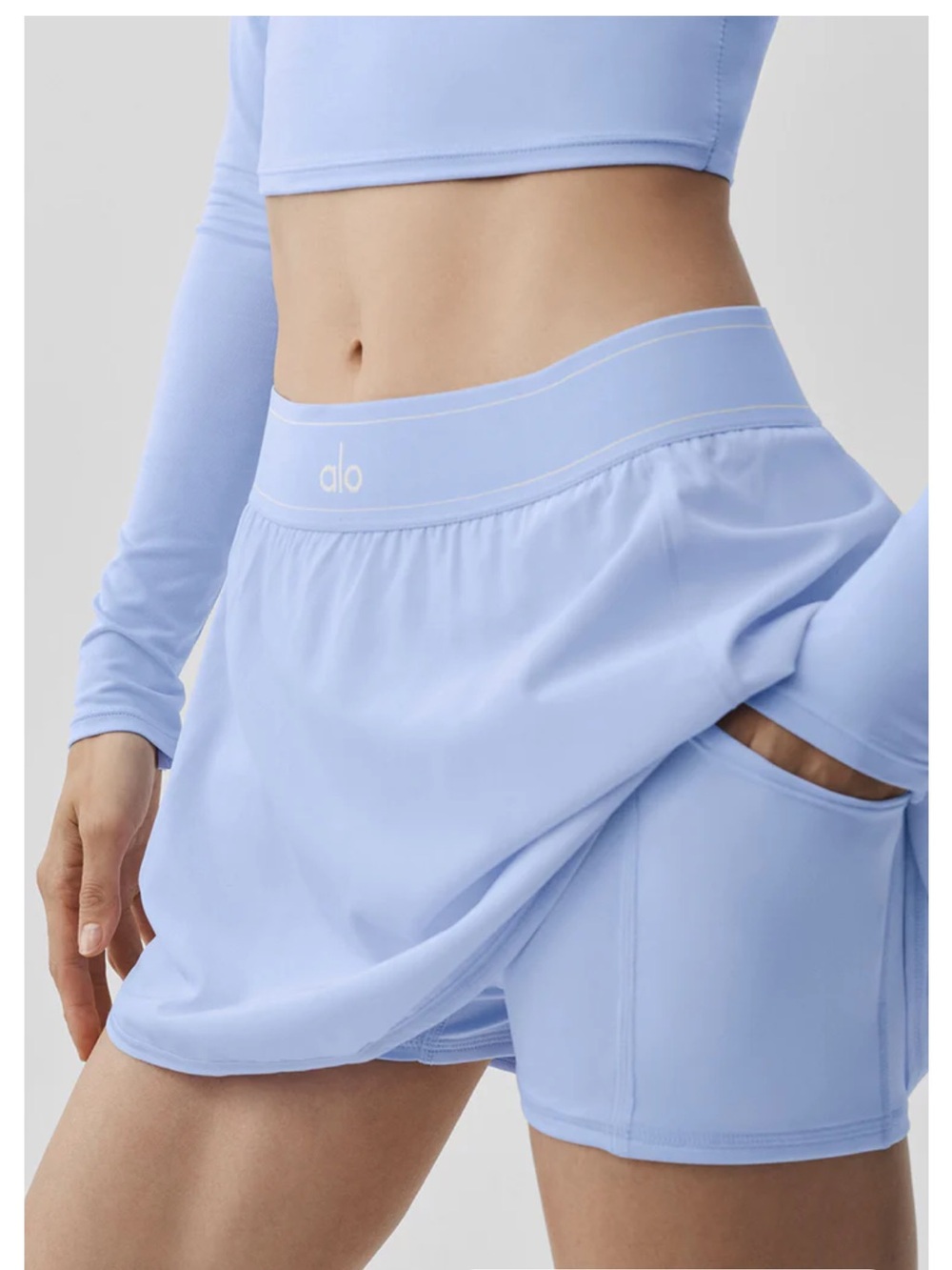ALO Yoga Match Point Tennis Skirt Skort w/ Shorts Light Provence Blue Small NWT - Picture 1 of 12